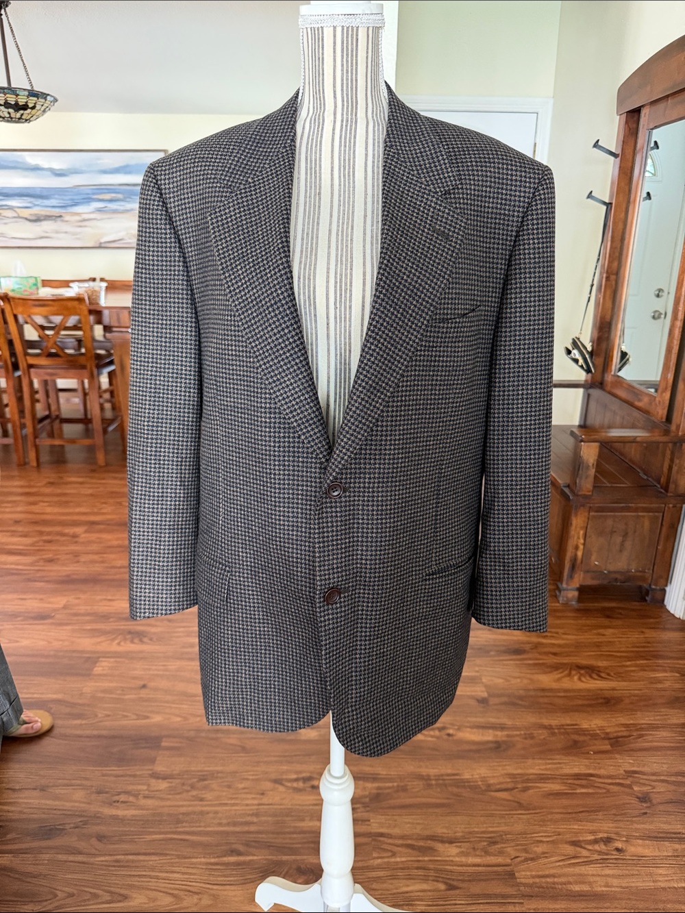Canali Men's Houndstooth Two-Button Blazer - Brown Blue Tan